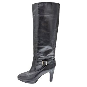 Alex Marie women's black high heel tall buckle boots size 8 ½ M